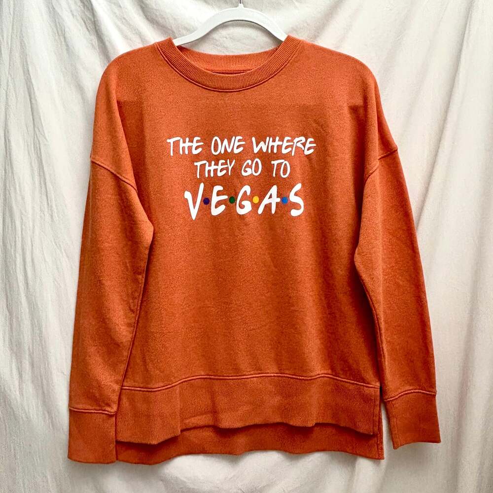 Las Vegas Nevada Crewneck Sweatshirt Orange Small Y2K “Friends”